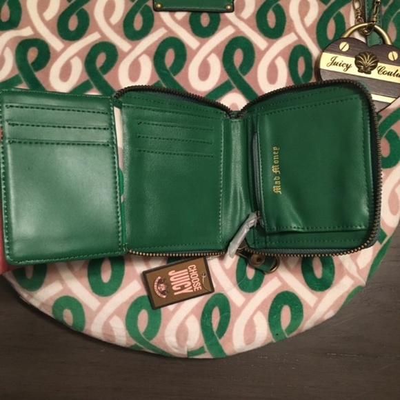 NWT $286 Juicy Couture Green Tote Bag & Wallet - Picture 8 of 8